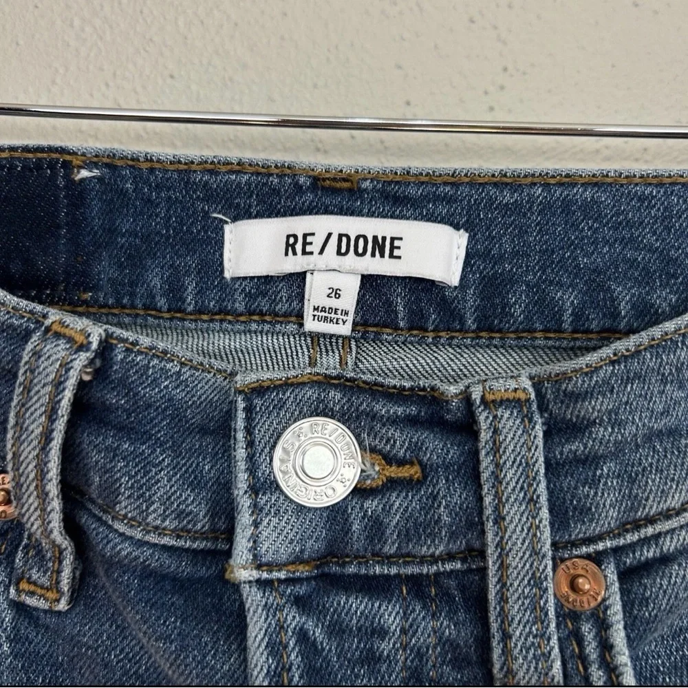 RE/DONE 90s High Rise Ankle Crop Jeans Dusk Destroy Distressed Skinny Cropped 26